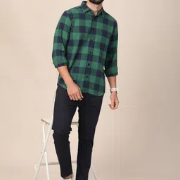 MERCHANT MARINE Men Standard Slim Fit Windowpane Checks Sheer Checked Casual Shirt image 2