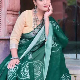 Anouk Rustic Floral Zari Block Print Saree-image-93