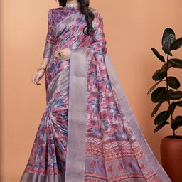 AdoreeStitch Floral Printed Woven Design Zari Saree-picture-13