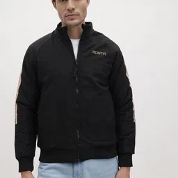 Roadster Mock Collar Side Striped Bomber Jacket image 5