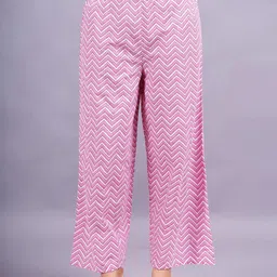 OH MI DIOS Floral Printed Mandarin Collar Cotton Straight Kurta With Palazzo image 4