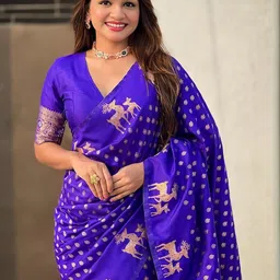 ELITE WEAVES Ethnic Motifs Woven Design Zari Banarasi Saree image 4