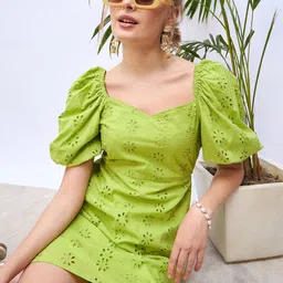 ZUMMER Puff Sleeve Fit & Flare Dress image 2