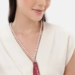 ORANGENYSHA Rhodium-Plated Pearls Crystal Nana AD Stones Beaded Statement Necklace-image-12