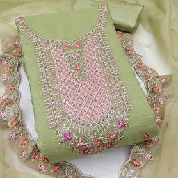 KIMISHA Floral Embroidered Beads And Stones Unstitched Dress Material-image-52