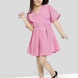 Naughty Ninos Checked Flared Sleeve Fit & Flare Dress-picture-13