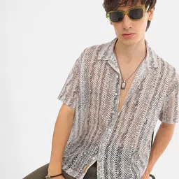 Campus Sutra Men Comfort Spread Collar Floral Printed Cotton Oversized Casual Shirt-image-91