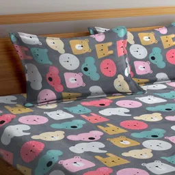 Myntra Elegant Homes Grey & Red Printed 300 TC King Bedsheet Set 2.5 m x 2.25 m image 4