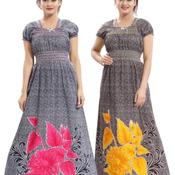 Inner Beats Women Pack Of 2 Multicoloured Cotton Blend Nightdress-image-49