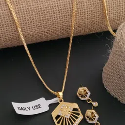 OM KRISHIV COLLECTION Gold-Plated Stone-Studded Jewellery Set-picture-34