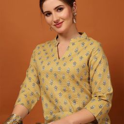 Anouk Rustic Floral Print Mandarin Collar Ethnic Cotton Top-picture-9