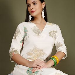 Anouk Rustic Ethnic Motifs Printed V-Neck Pure Cotton Straight Kurta With Palazzos-picture-38