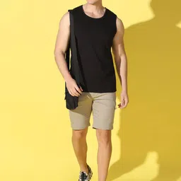 WOOSTRO Pack Of 2 Printed Super Combed Cotton Gym Vests VWS26(PLAIN BLACK)(RUN NAVY) image 5