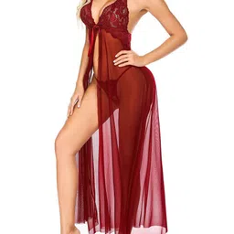 Beera Women Self Design Net Baby Doll image 3