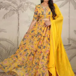 Janasya Printed Sequinned Ready to Wear Lehenga & Blouse With Dupatta-picture-11