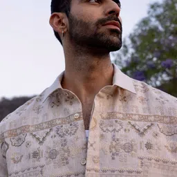 ASUKA Floral Printed Spread Collar Relaxed Fit Linen Shirt image 3