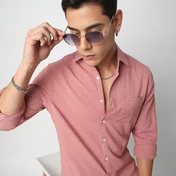 VASTRADO Men Classic Slim Fit Opaque Casual Shirt-image-58