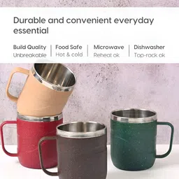 eha Beige 4 Pieces Textured Microwave Safe Mugs image 5