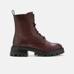 U.S. Polo Assn. Women Casual Platform Heeled Biker Boots image 4