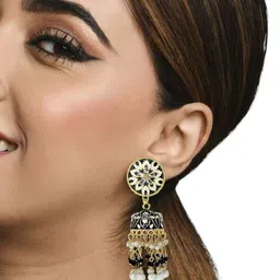 FEMMIBELLA Gold Plated Dome Shaped Jhumkas Earrings image 3