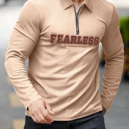 JUMPCUTS Typography Printed Polo Collar Regular Fit T-shirt-image-42