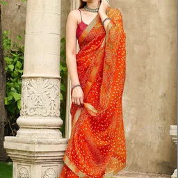 SANISA Bandhani Poly Chiffon Designer Saree image 4