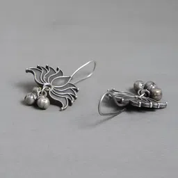 Sangria Silver Plated Oxidised Drop Earrings image 4