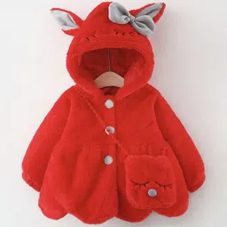 YK Girls Hooded Solid Long Sleeves Padded Jacket-image-2