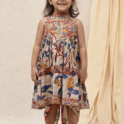 TJORI Girls Floral Printed Pure Cotton Kurta with Dhoti Pants-picture-16