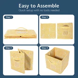 Kuber Industries Yellow & White 4 Pieces Floral Printed Multi-Utility Organisers image 2