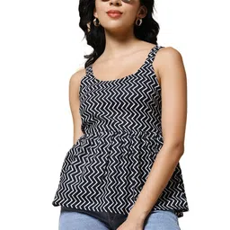 Womenster Women Zig Zag Printed Cotton Peplum Top-picture-38