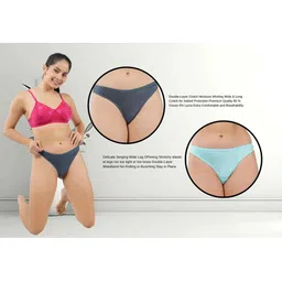 ORLIZEA Women Set Of 2 Multi Color Cotton Blend Solid Hipster Panty image 2