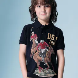 U.S. Polo Assn. Kids Boys Graphic Printed Polo Collar Pure Cotton T-shirt-picture-32