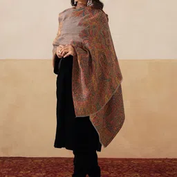 INCHING INDIA Women Ethnic Motifs Woven Design Shawl image 3