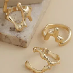 LULU & SKY Set Of 3 Gold-Plated Adjustable Finger Rings-picture-11