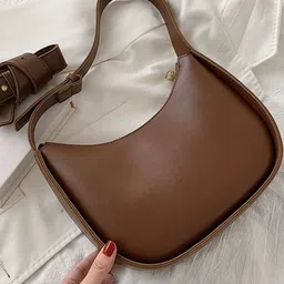 CORSICA Brown Solid PU Regular Casual Hobo Bag-picture-11