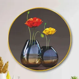 Livin'luxe Grey & Red Modern Floral Vase Wall Art 16" x 16" image 5