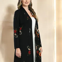 SFOTY Printed V-Neck Longline Shrug image 2