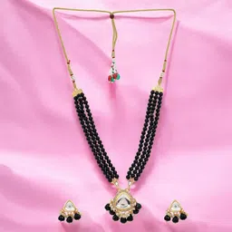 Nilu's Collection Gold-Plated Triple Layered Necklace Set-picture-26