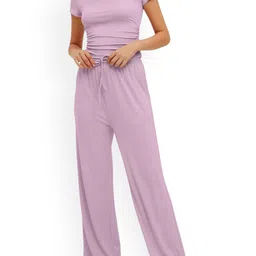 StyleCast Women Round Neck Top With Trousers Co-Ords Set image 4