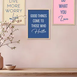 Kotart Brown & Blue 3 Pieces Motivational Quote Printed Wooden Wall Arts-picture-35