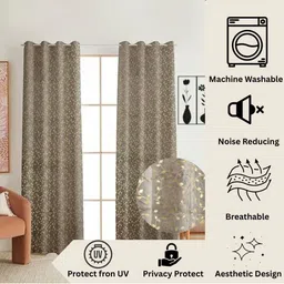 GEET CREATIONS Cream-Coloured Set of 2 Floral Door Curtain image 2