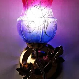 1ST TIME Pink & Gold-Toned Printed Metal Traditional Cylinder Shaped Wall Lamp-image-67