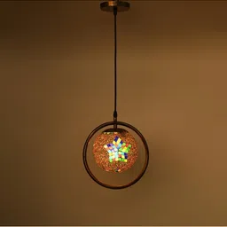 1ST TIME Gold-Toned & Red Textured Ceiling Lamp-picture-12