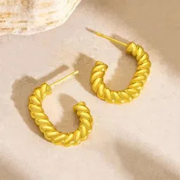 THEPANDASTOREE 18KT Gold Plated Stainless Steel Waterproof Circular Hoop Earrings-picture-30