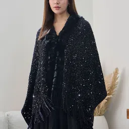 InWeave Women Poncho with Embellished Detail-image-0