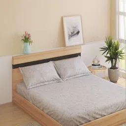 Home Centre Grey 144 TC King Bedsheet with 2 Pillow Covers-picture-31