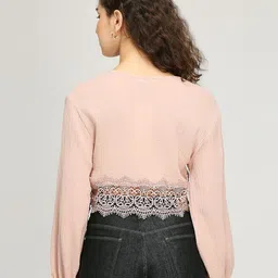 IZEL Women Puff Sleeve Cotton Crop Top image 2