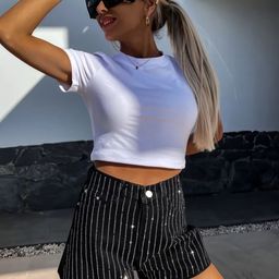 KPOP Women Striped Regular Fit Shorts-picture-2