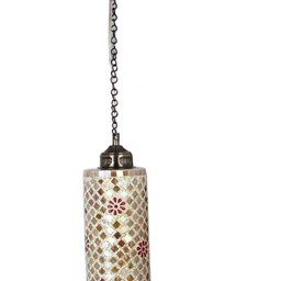 1ST TIME White And Brown Printed Cylinder Self Assembly Ceiling Lamp-image-0